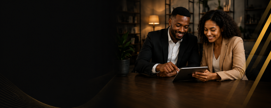 Couple reviewing their financial plan together on a tablet